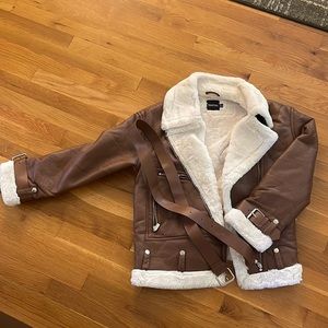 Boohoo Premium Belted Aviator Jacket